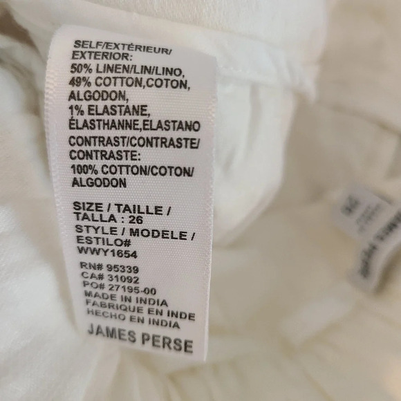 James Perse White Linen Blend Zip Ankle Jogger Pants - Picture 7 of 7